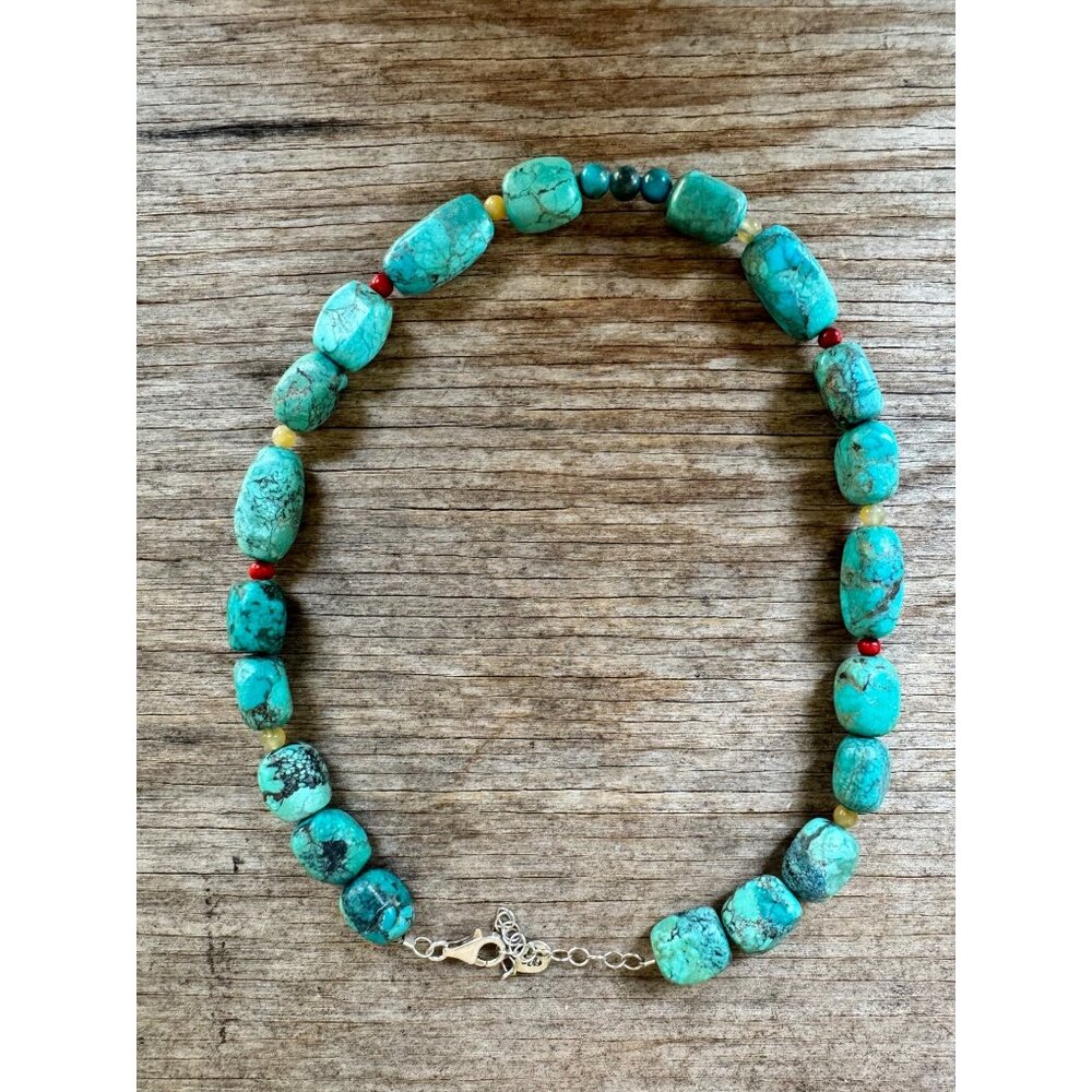 Vintage Barse Sterling Turquoise Coral Southwestern Style Necklace